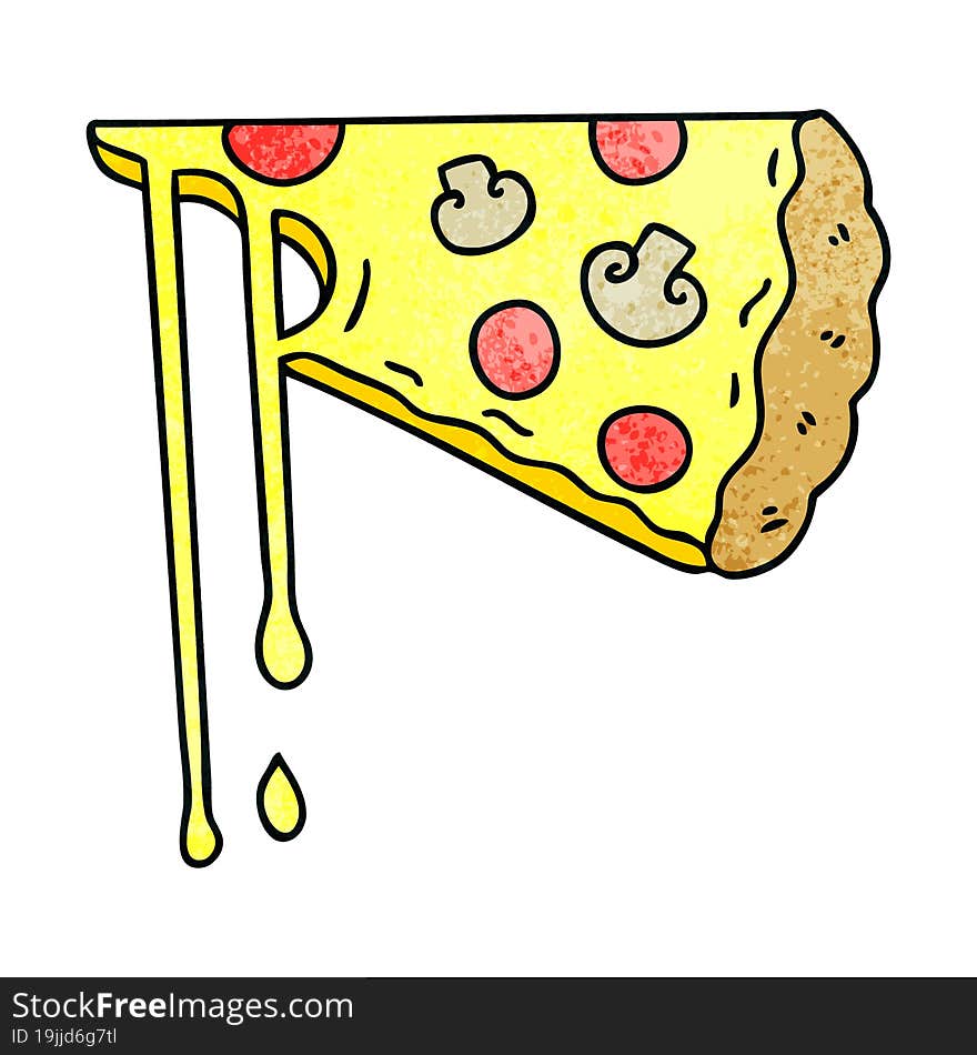 quirky hand drawn cartoon cheesy pizza