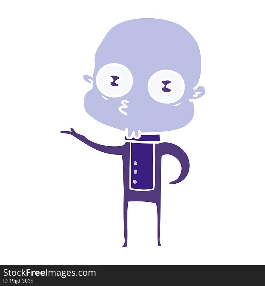 flat color style cartoon weird bald spaceman