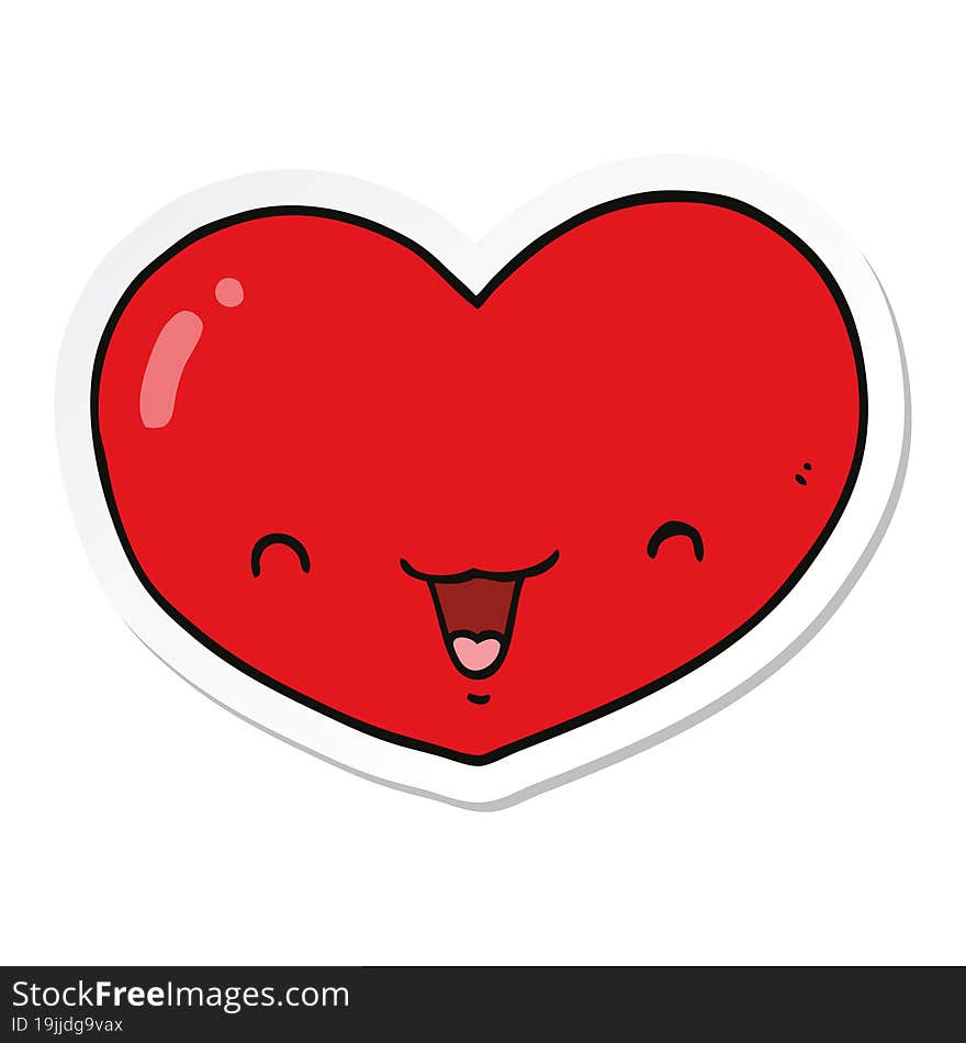 sticker of a cartoon love heart character