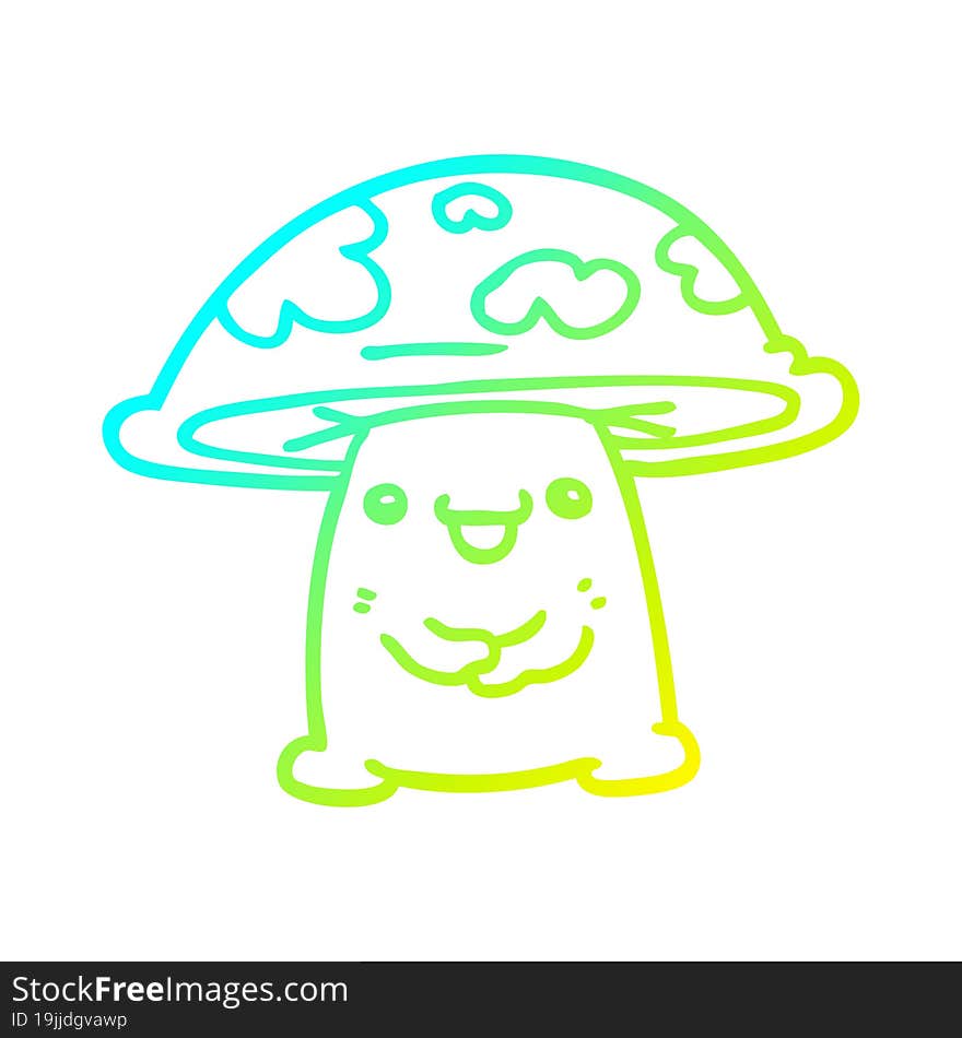 cold gradient line drawing cartoon mushroom character