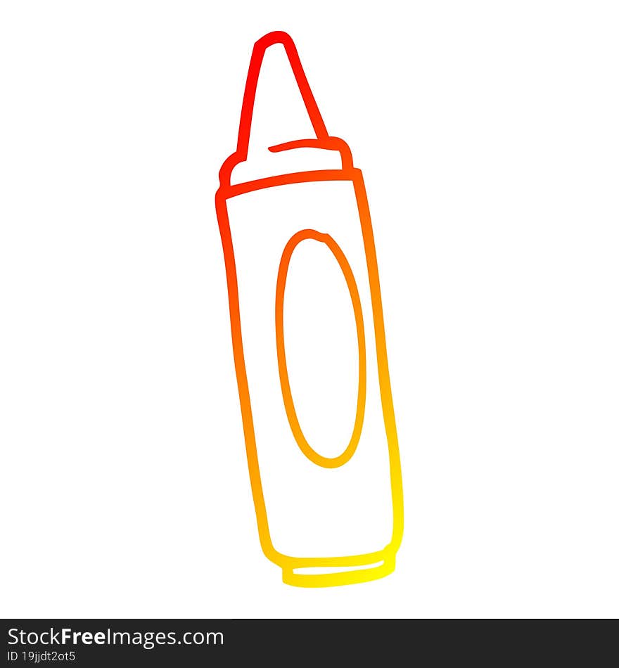 warm gradient line drawing of a cartoon coloring crayon