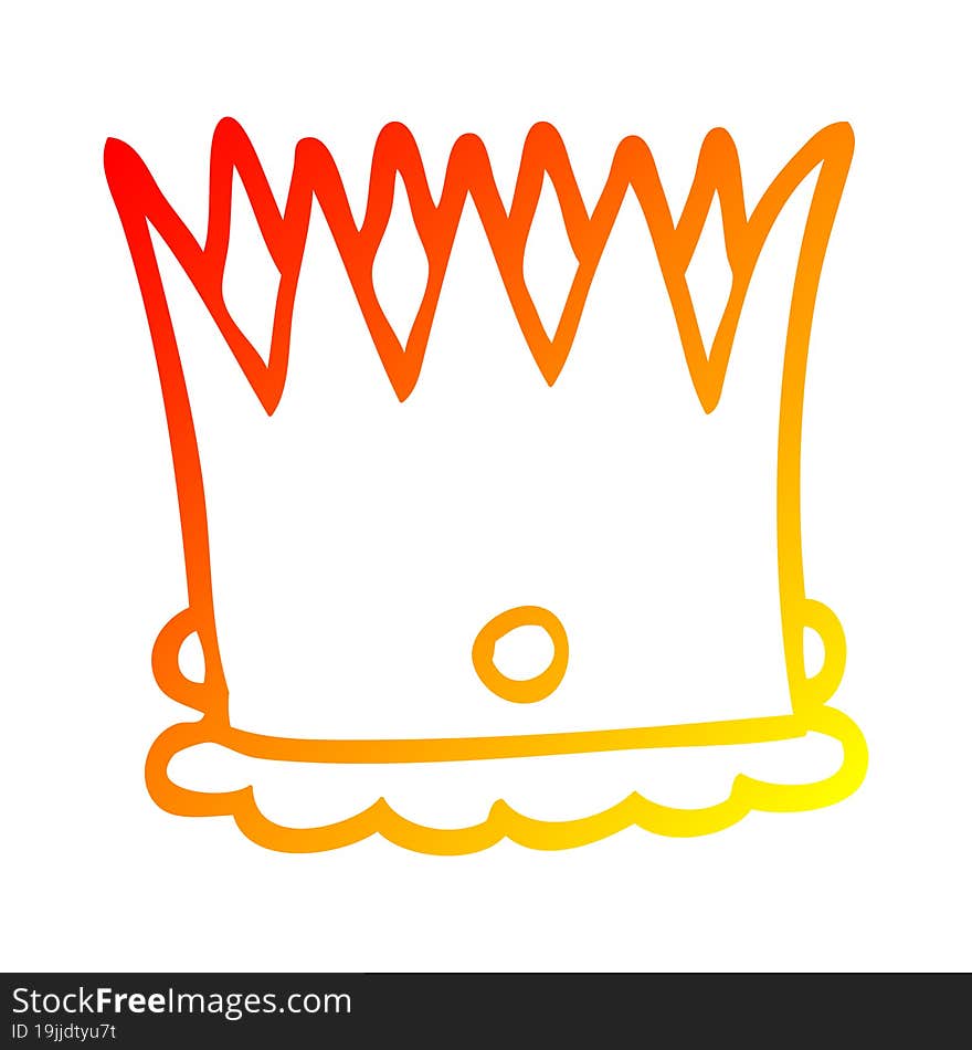 warm gradient line drawing of a cartoon royal crown