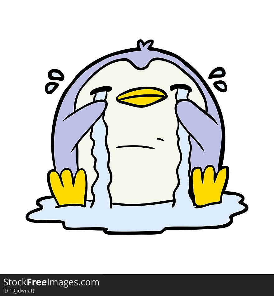 cartoon crying penguin. cartoon crying penguin