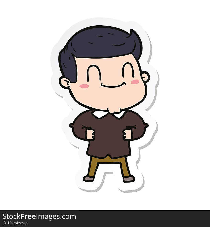 sticker of a cartoon friendly man