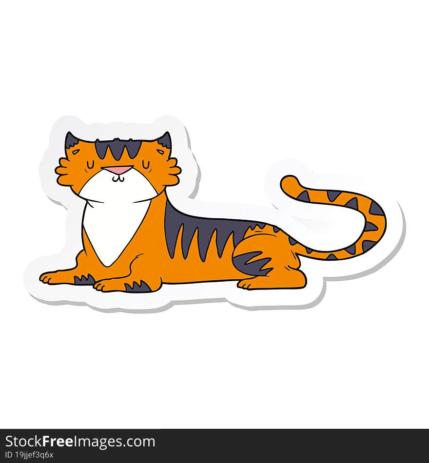 Sticker Of A Cartoon Tiger