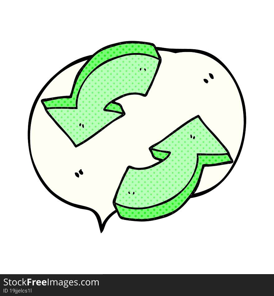 comic book speech bubble cartoon recycling arrows