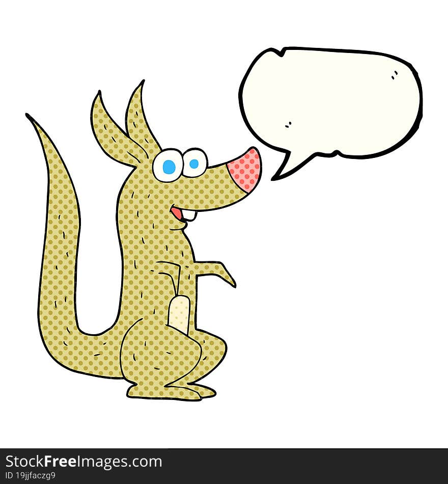 freehand drawn comic book speech bubble cartoon kangaroo