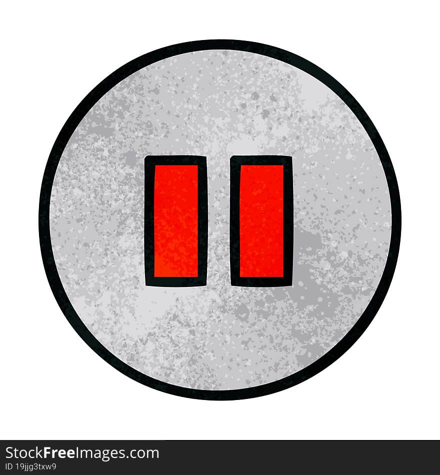 retro grunge texture cartoon pause button