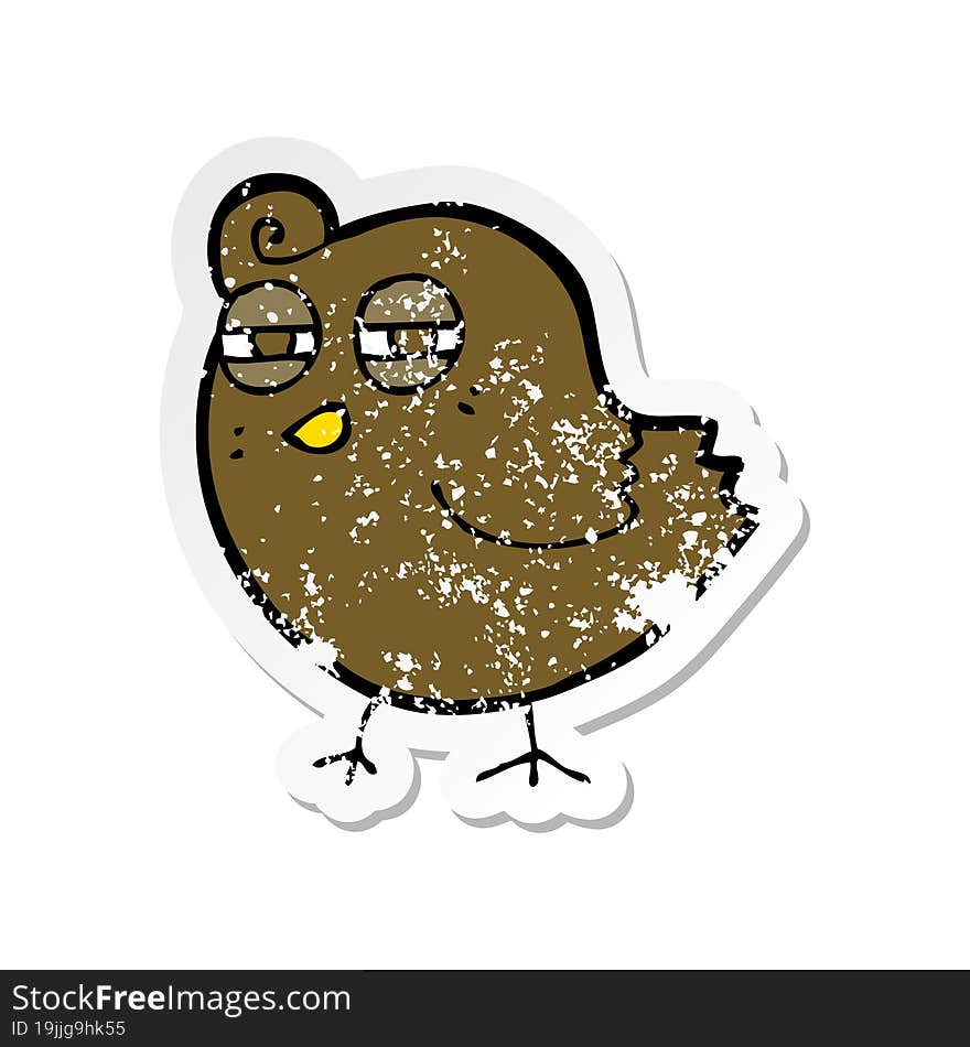 retro distressed sticker of a funny cartoon bird