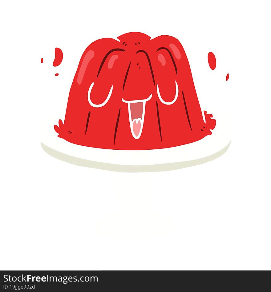 Flat Color Style Cartoon Jelly On Plate Wobbling