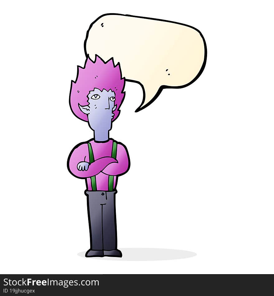 cartoon vampire man with speech bubble