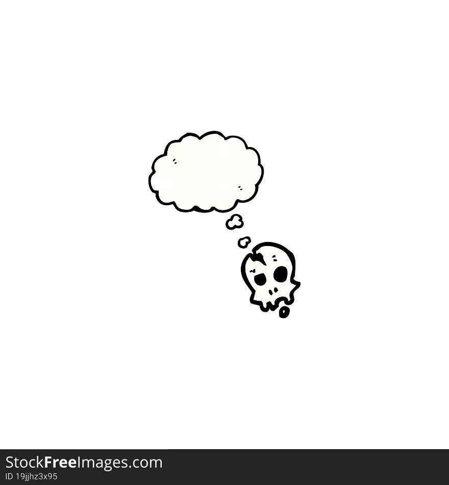 cartoon skull with thought bubble