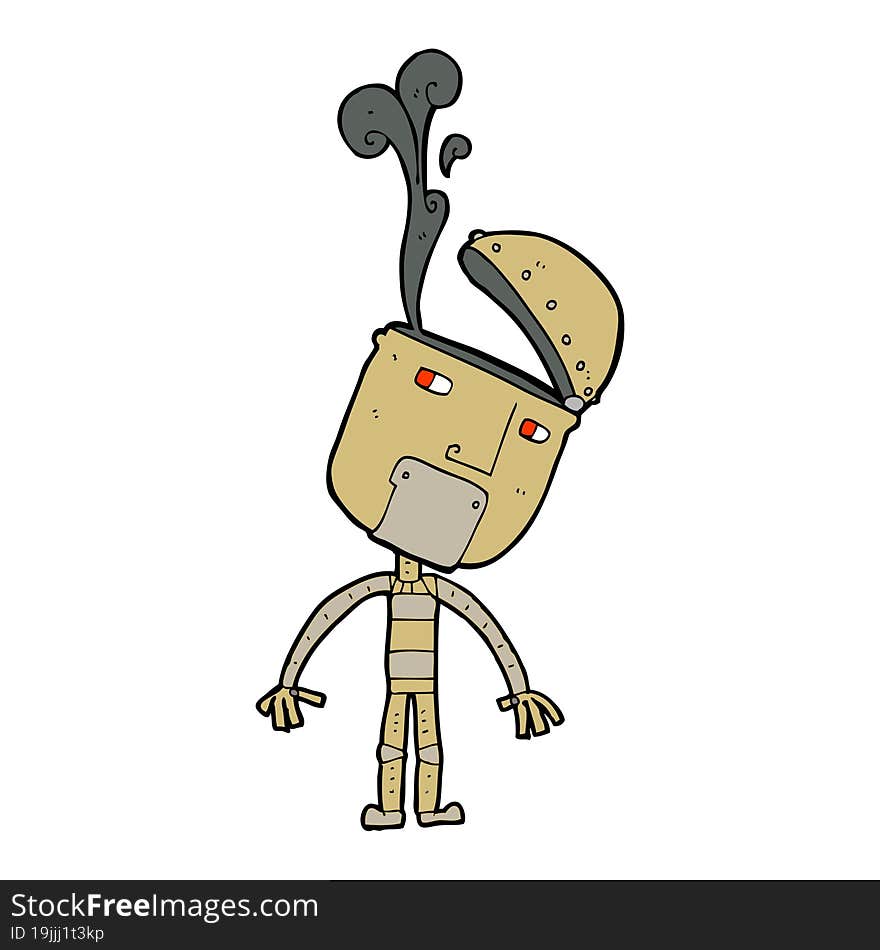 cartoon robot with open head