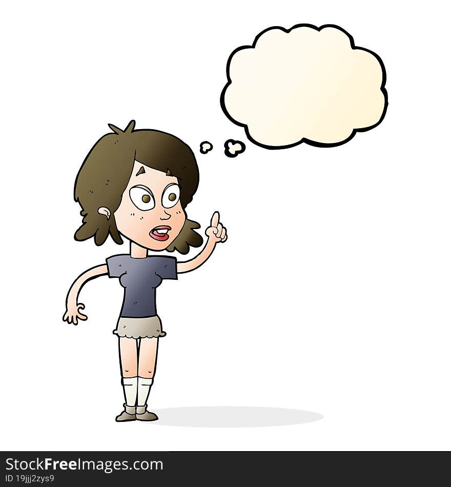 cartoon woman asking question with thought bubble