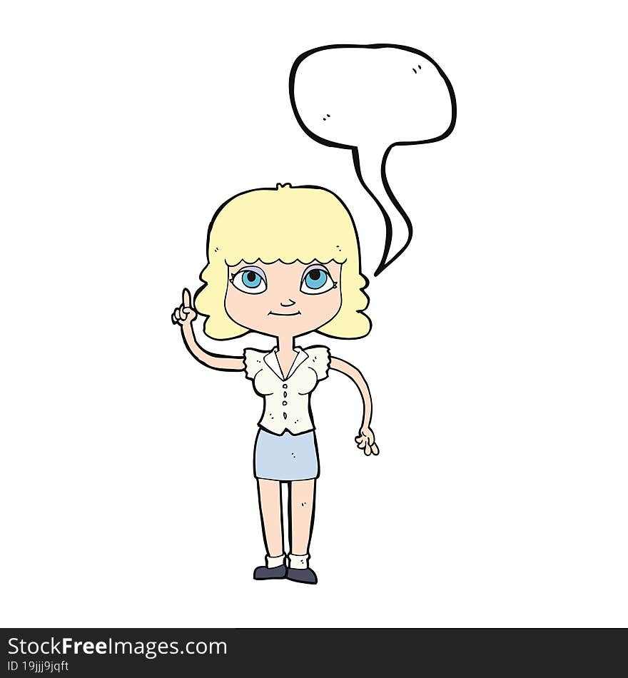 Cartoon Woman With Idea With Speech Bubble