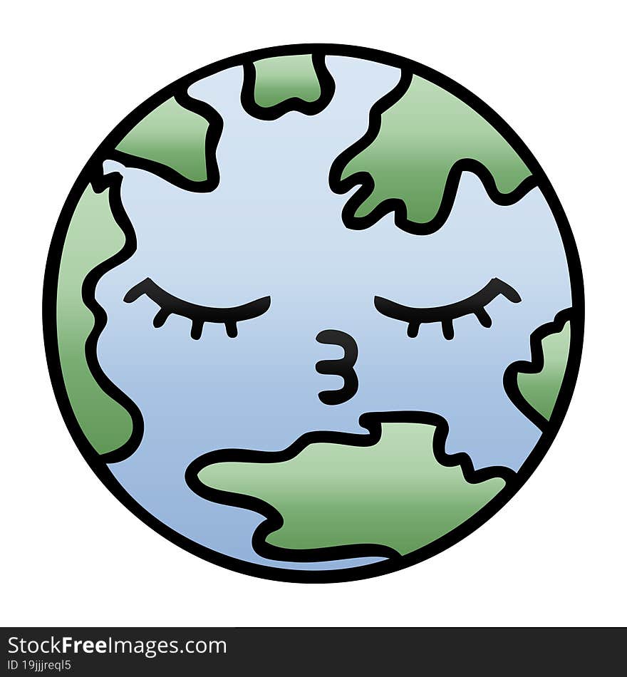 Gradient Shaded Cartoon Planet Earth