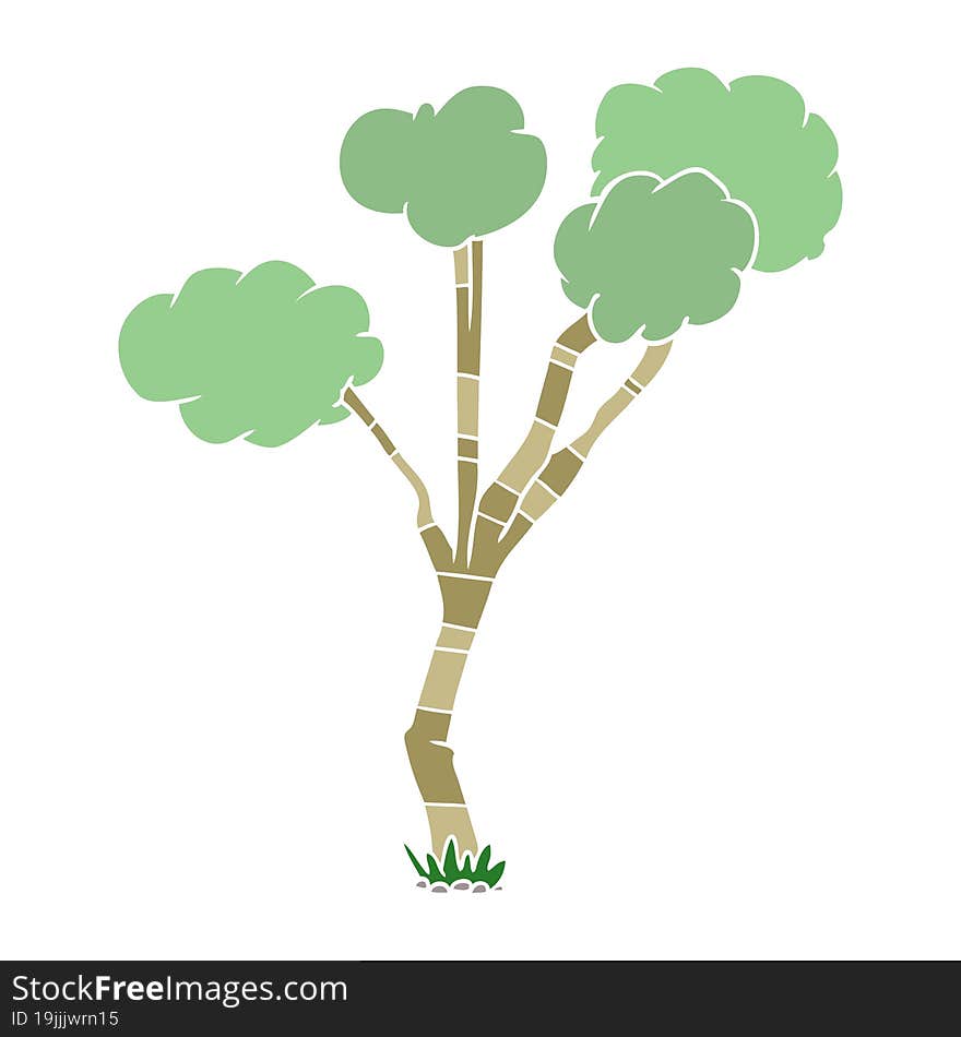 Flat Color Style Cartoon Sparse Tree