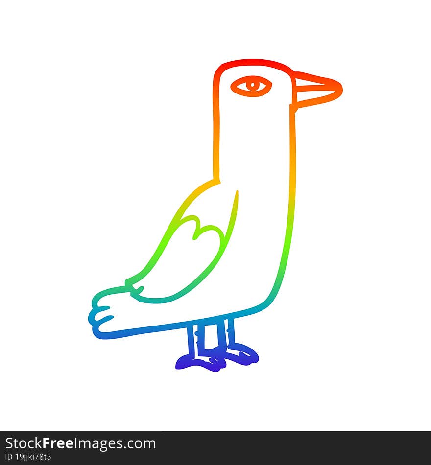 rainbow gradient line drawing of a Cartoon bird