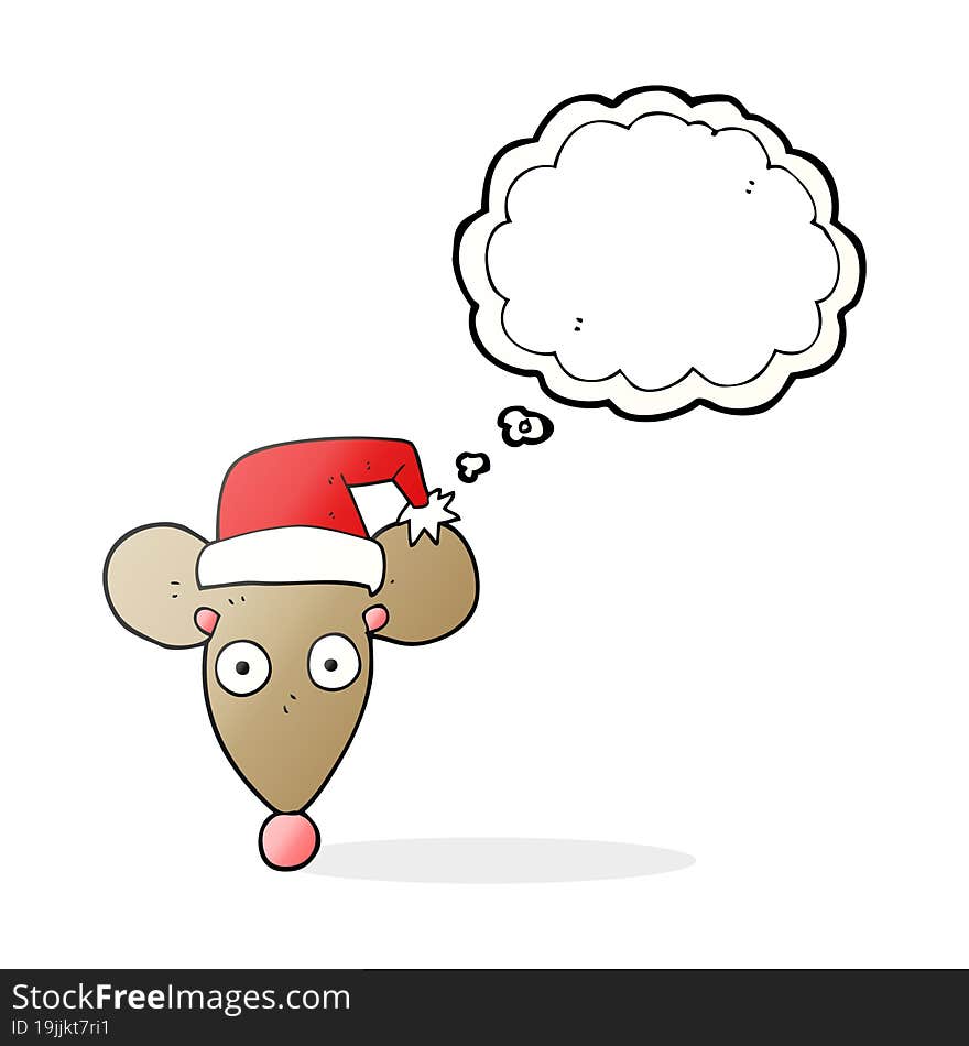 Thought Bubble Cartoon Mouse In Christmas Hat