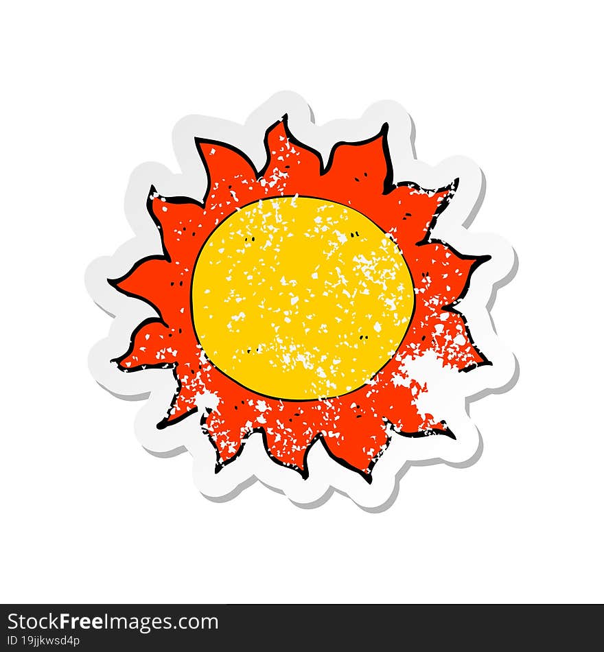 retro distressed sticker of a cartoon sun