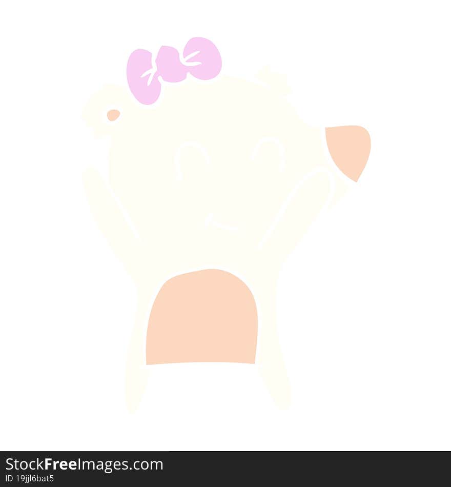 Female Polar Bear Flat Color Style Cartoon