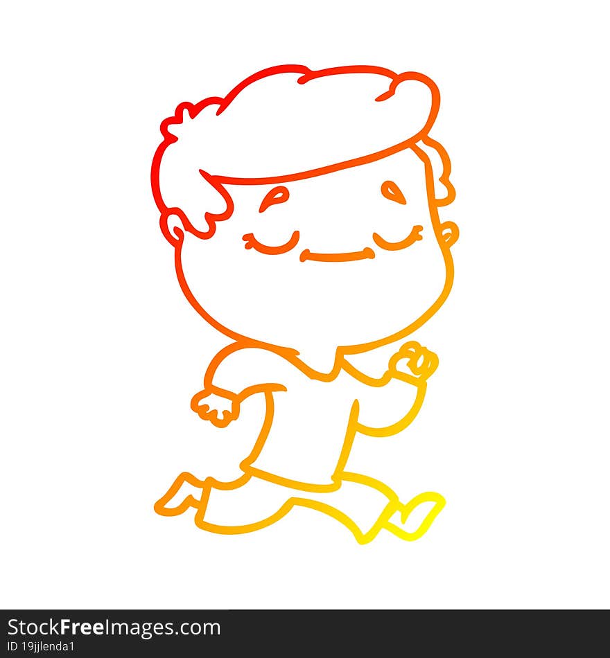 Warm Gradient Line Drawing Cartoon Peaceful Man Running