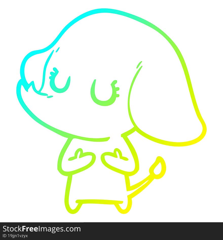 Cold Gradient Line Drawing Cute Cartoon Elephant