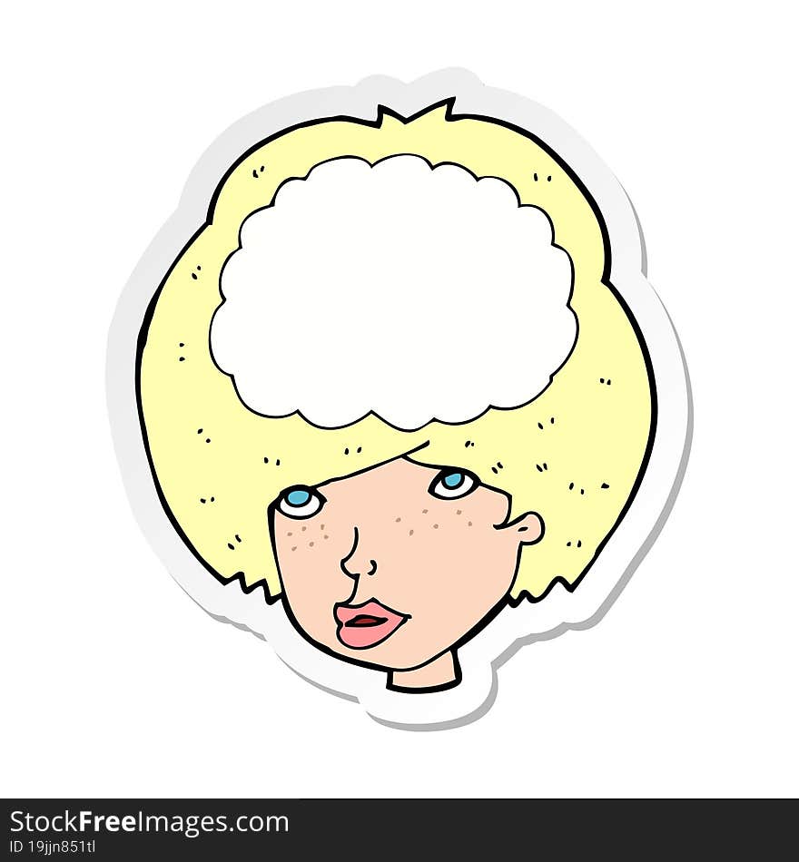 sticker of a cartoon empty headed woman