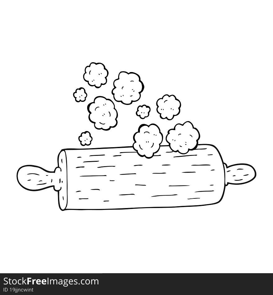 black and white cartoon rolling pin