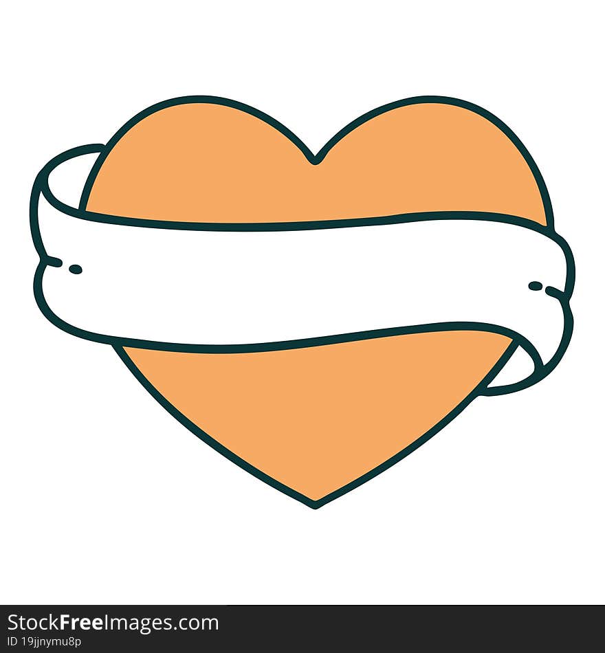 Tattoo Style Icon Of A Heart And Banner