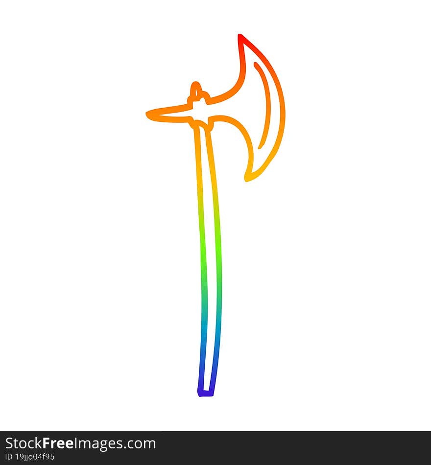 Rainbow Gradient Line Drawing Cartoon Axe