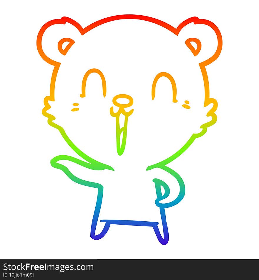 rainbow gradient line drawing happy cartoon bear