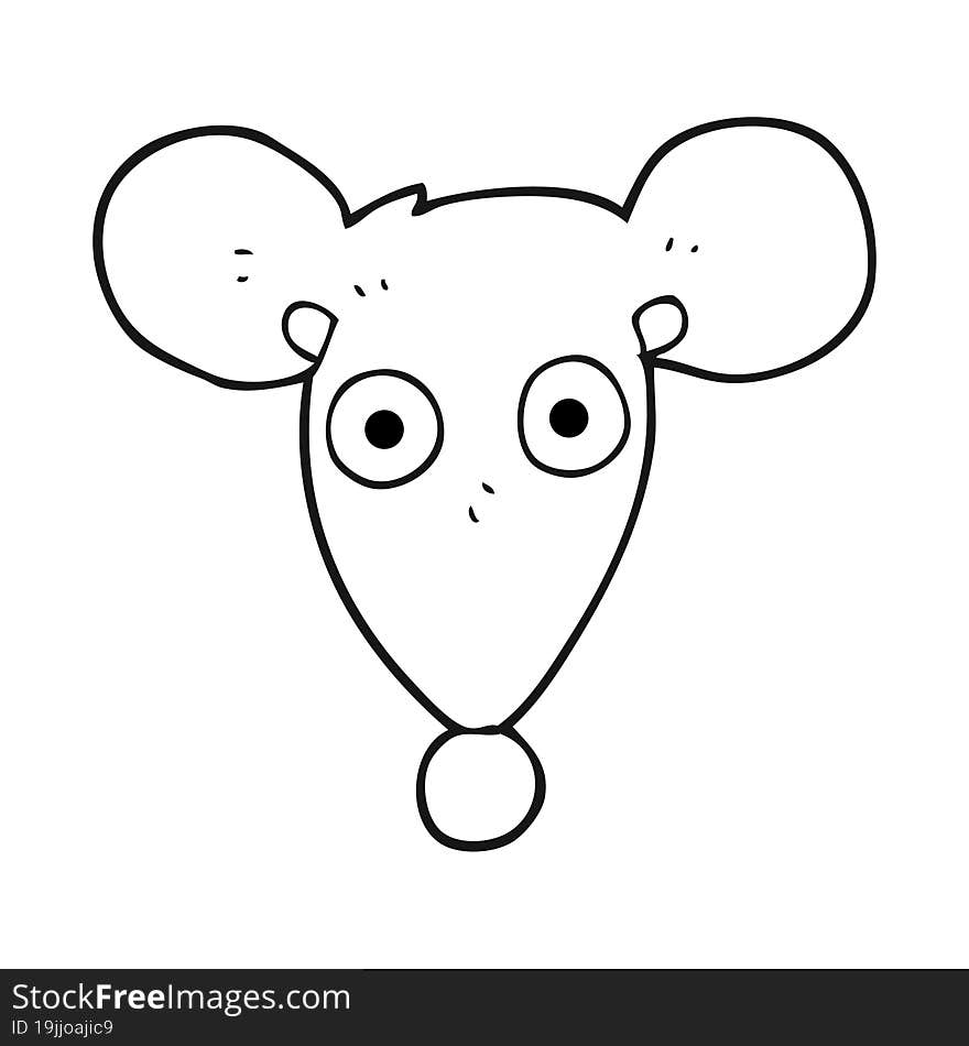 freehand drawn black and white cartoon mouse