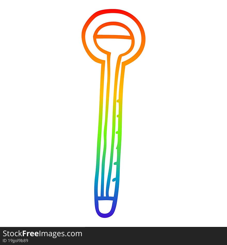 rainbow gradient line drawing cartoon thermometer