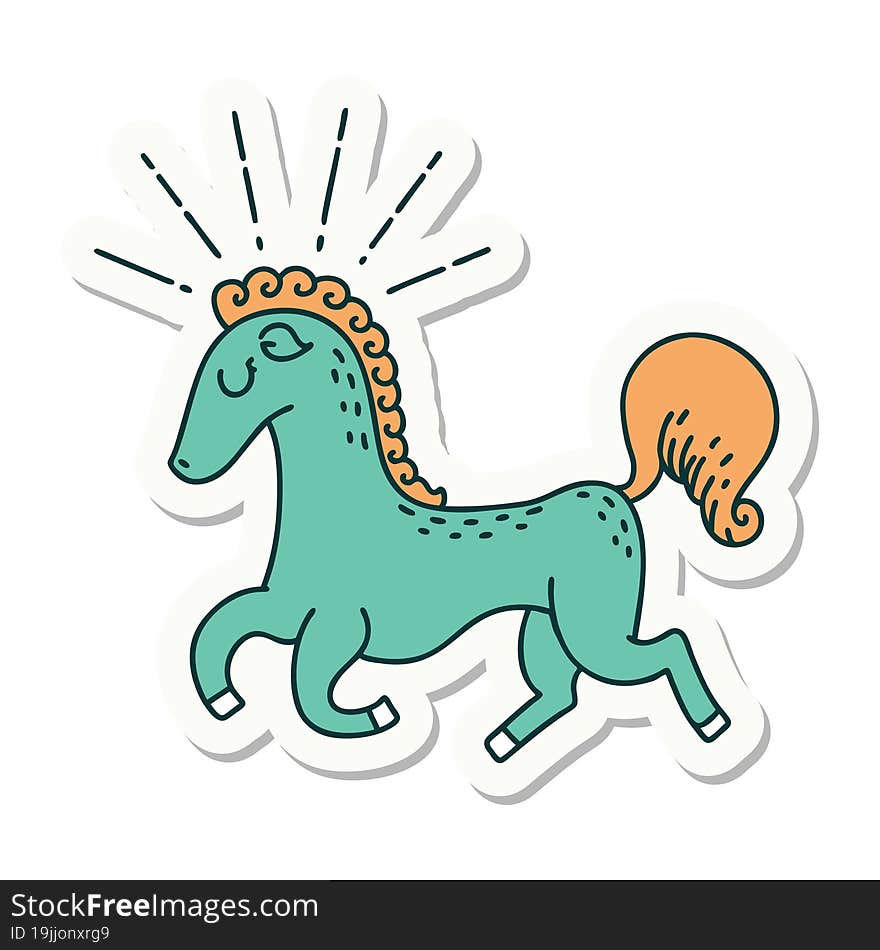 sticker of tattoo style prancing stallion