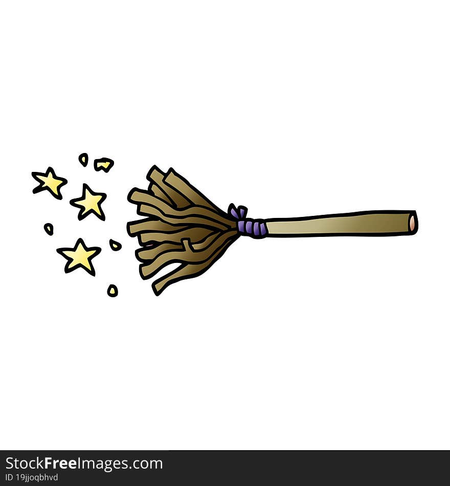 cartoon doodle magic broom