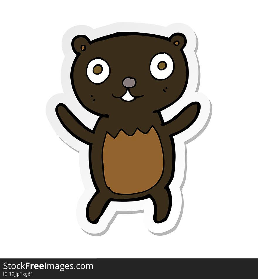 sticker of a cartoon black bear cub