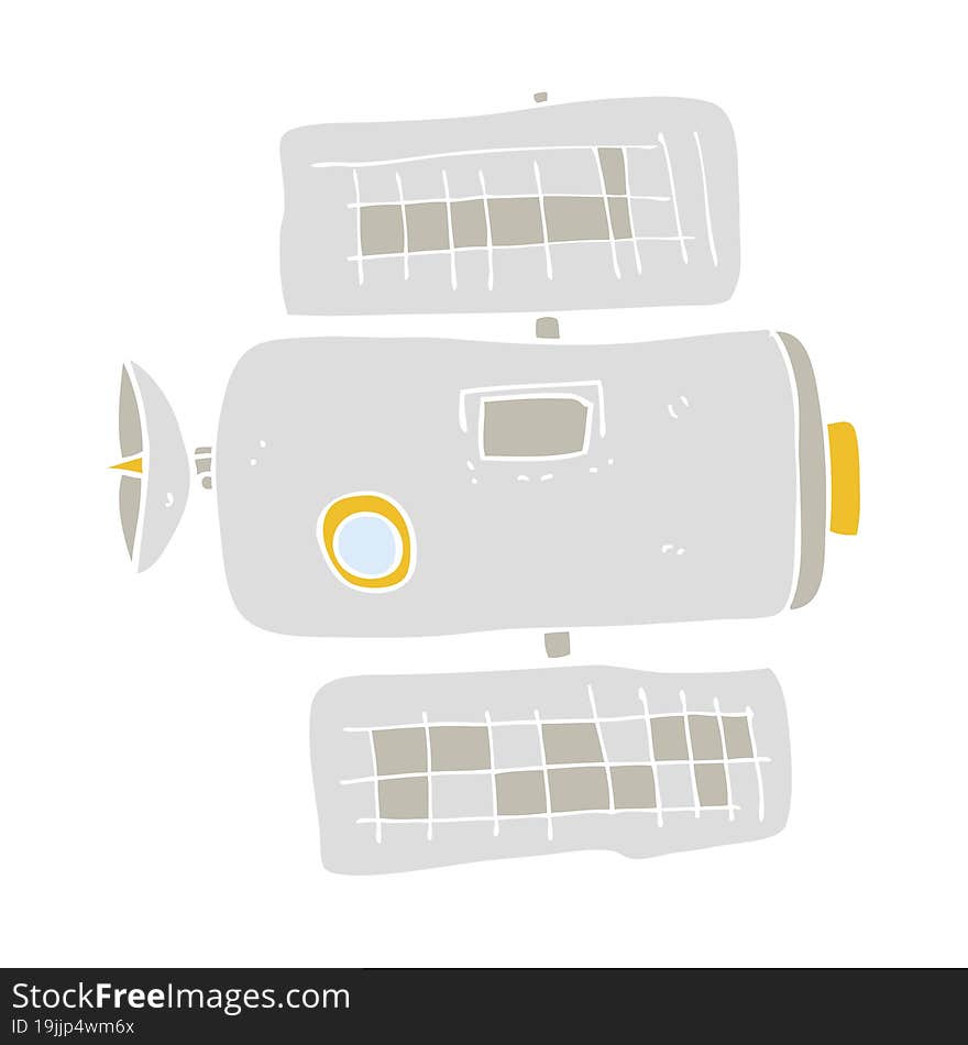 flat color illustration of a cartoon space station