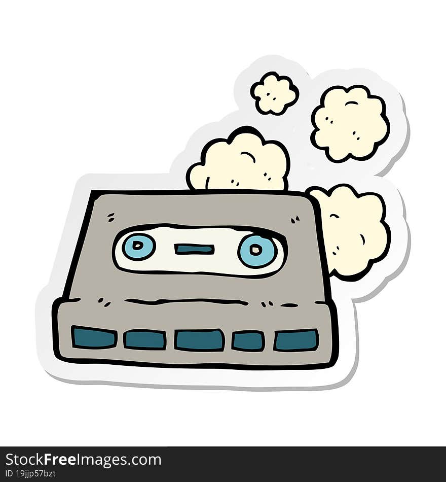 Sticker Of A Cartoon Cassette Tape