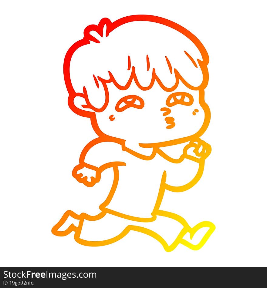 warm gradient line drawing cartoon man confused