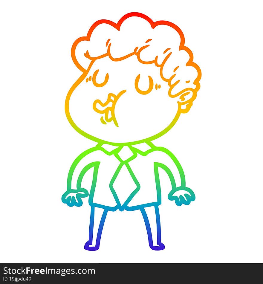 rainbow gradient line drawing cartoon man singing