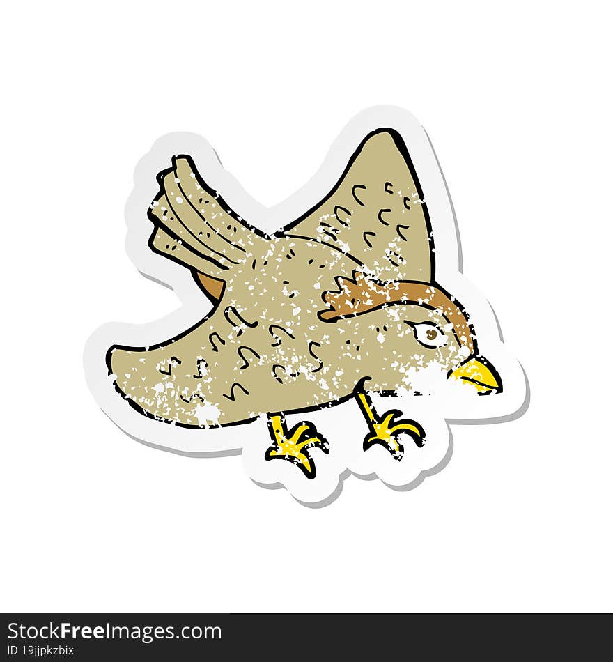 retro distressed sticker of a cartoon garden bird