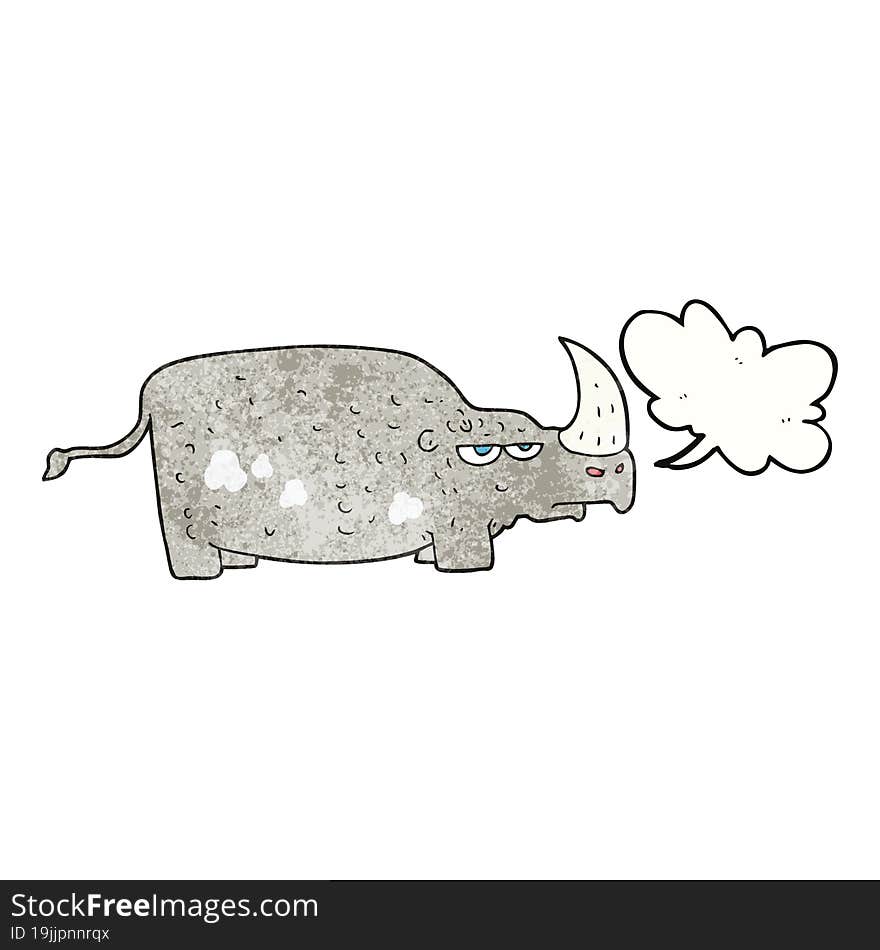 freehand speech bubble textured cartoon rhino