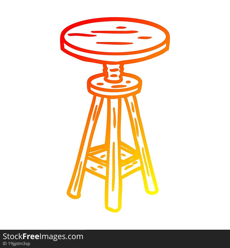 warm gradient line drawing of a adjustable artist stool