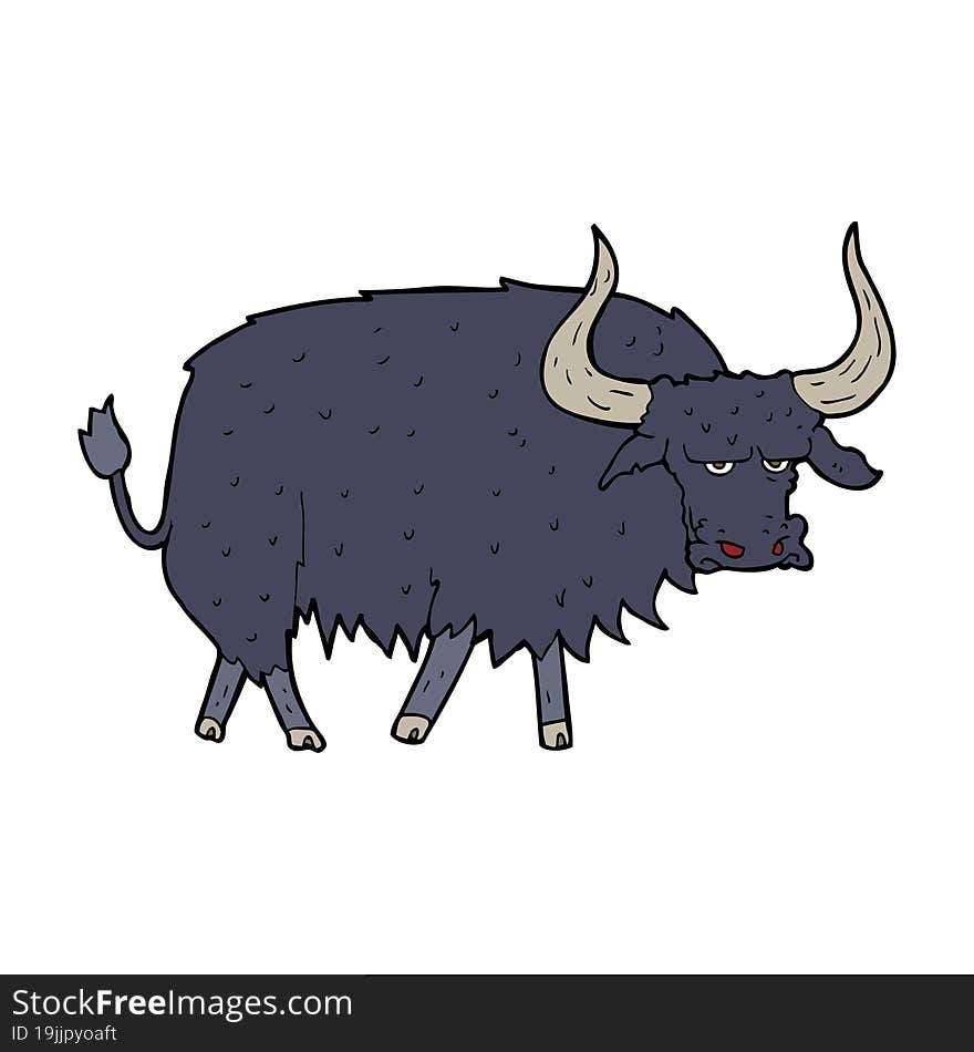 Cartoon Annoyed Hairy Ox