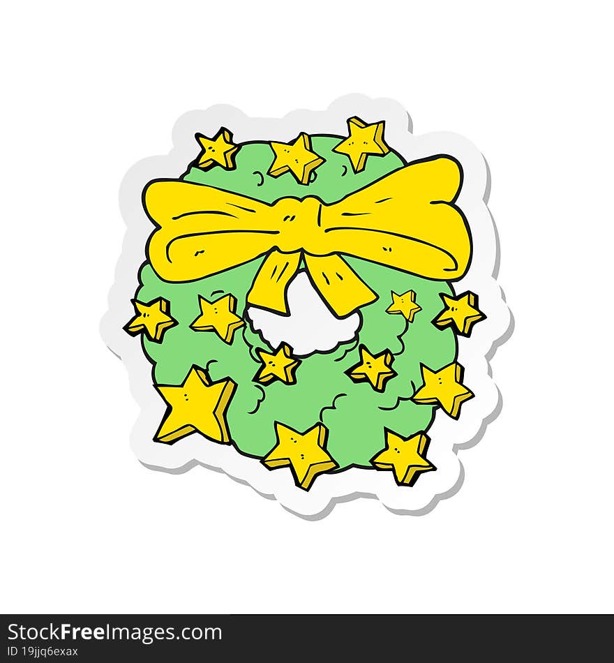 sticker of a cartoon christmas wreath