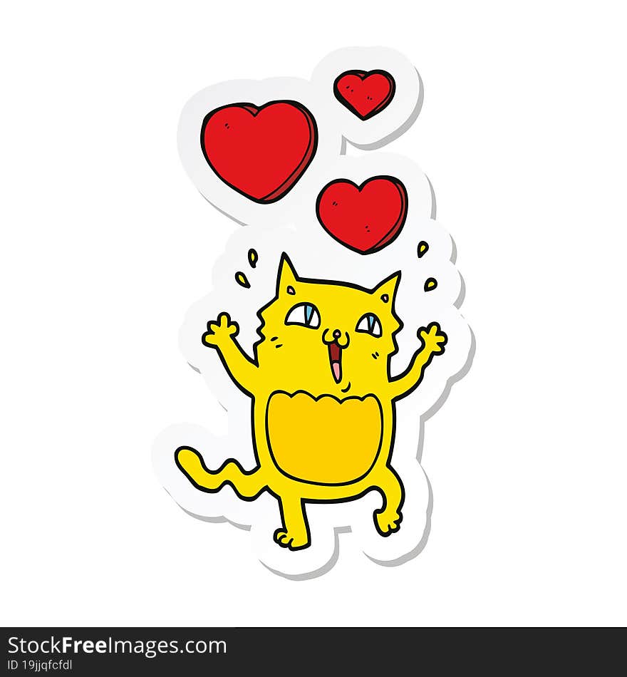 sticker of a cartoon cat crazy in love