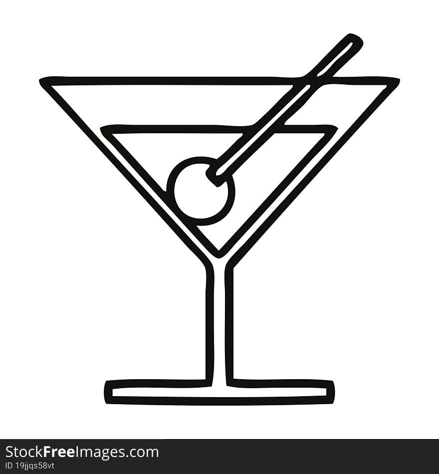 line drawing cartoon fancy cocktail