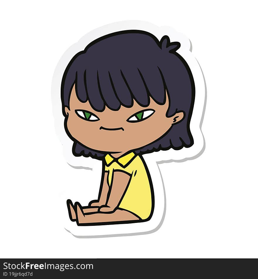 sticker of a cartoon woman