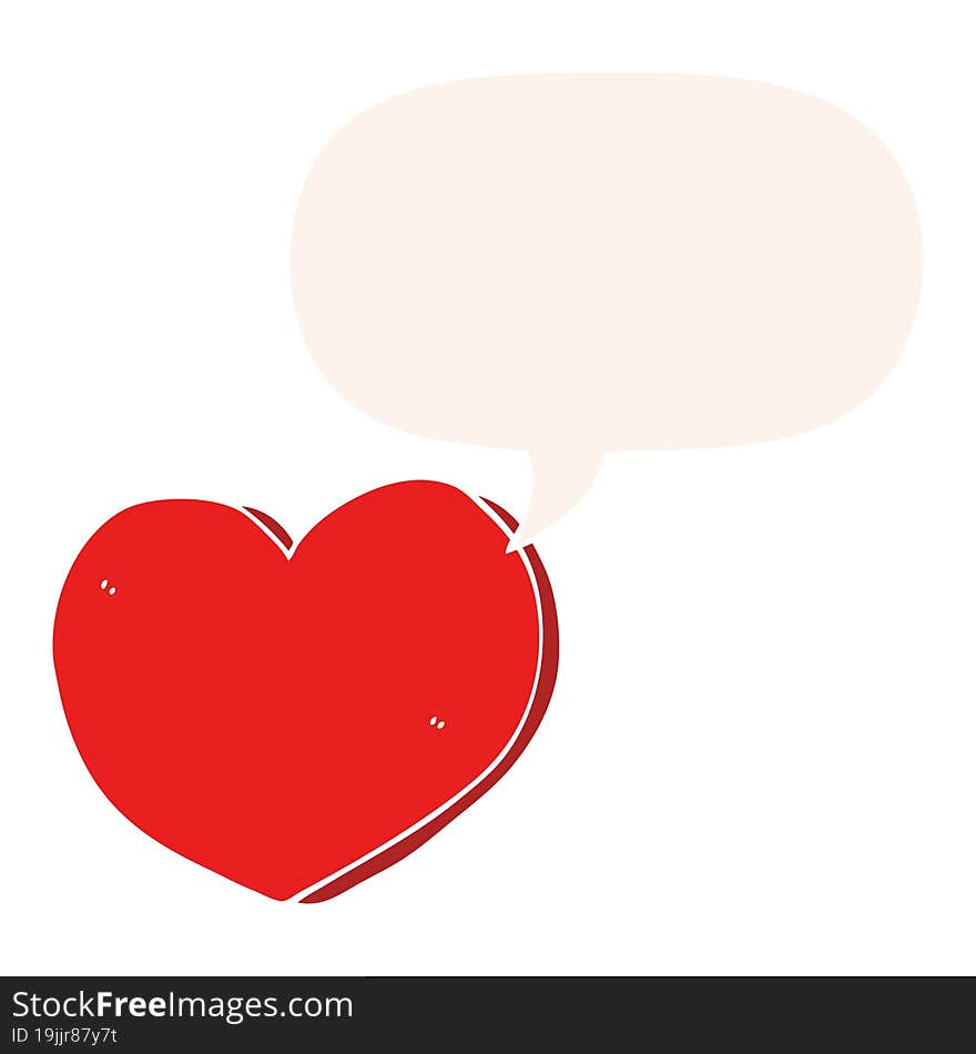 cartoon love heart and speech bubble in retro style